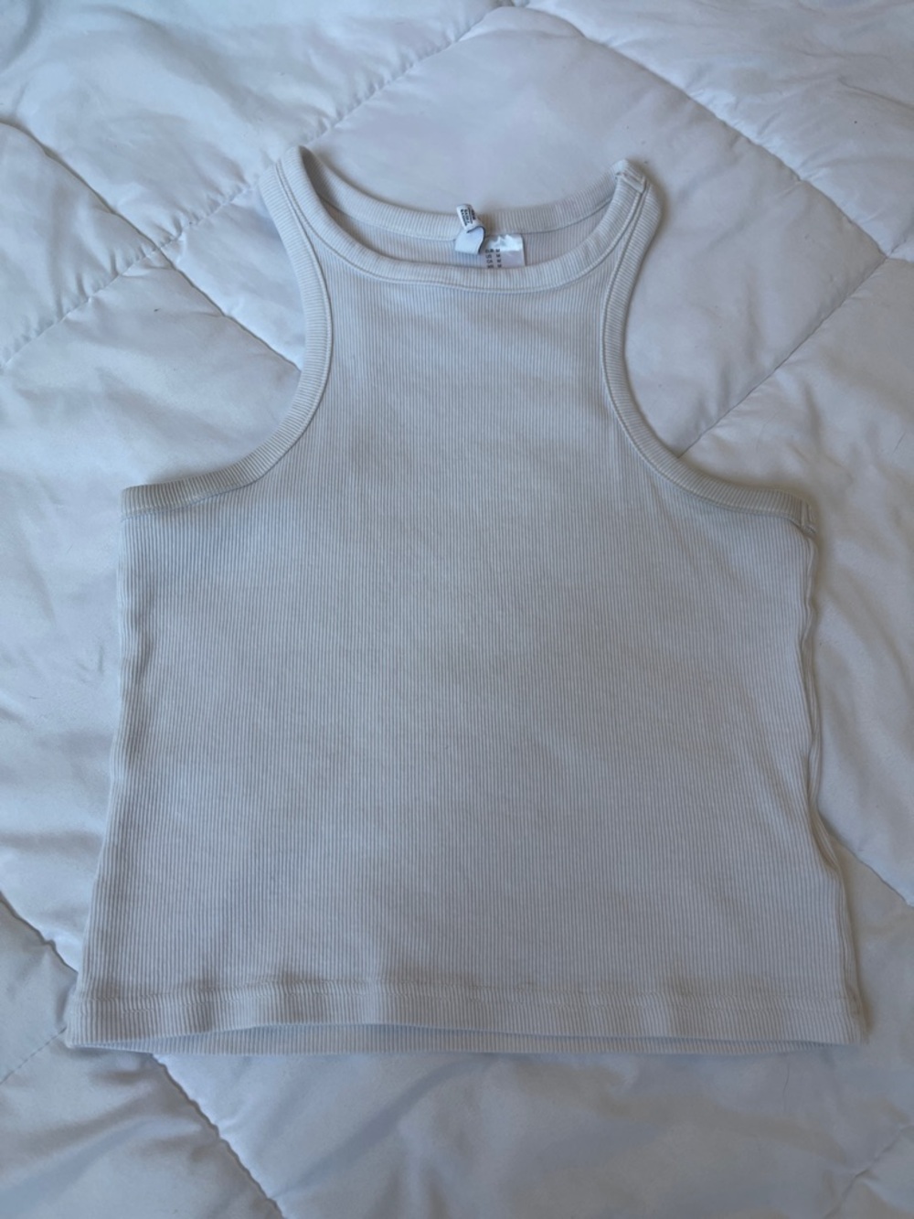 White Ribbed Tank Top